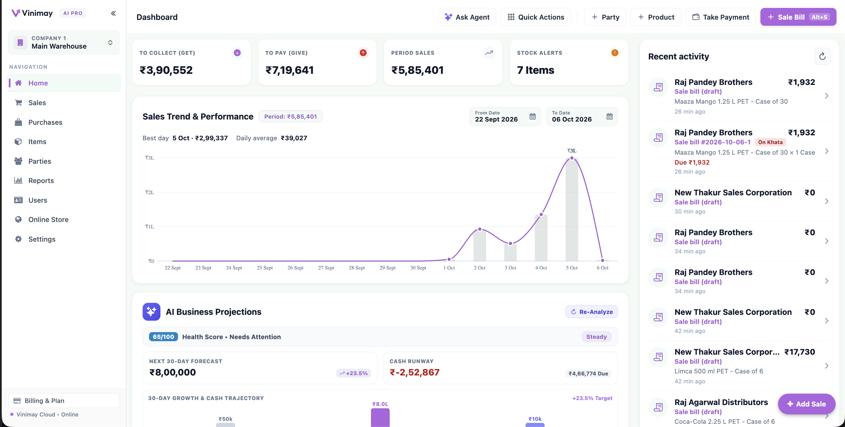 Vinimay — AI Pro Dashboard
